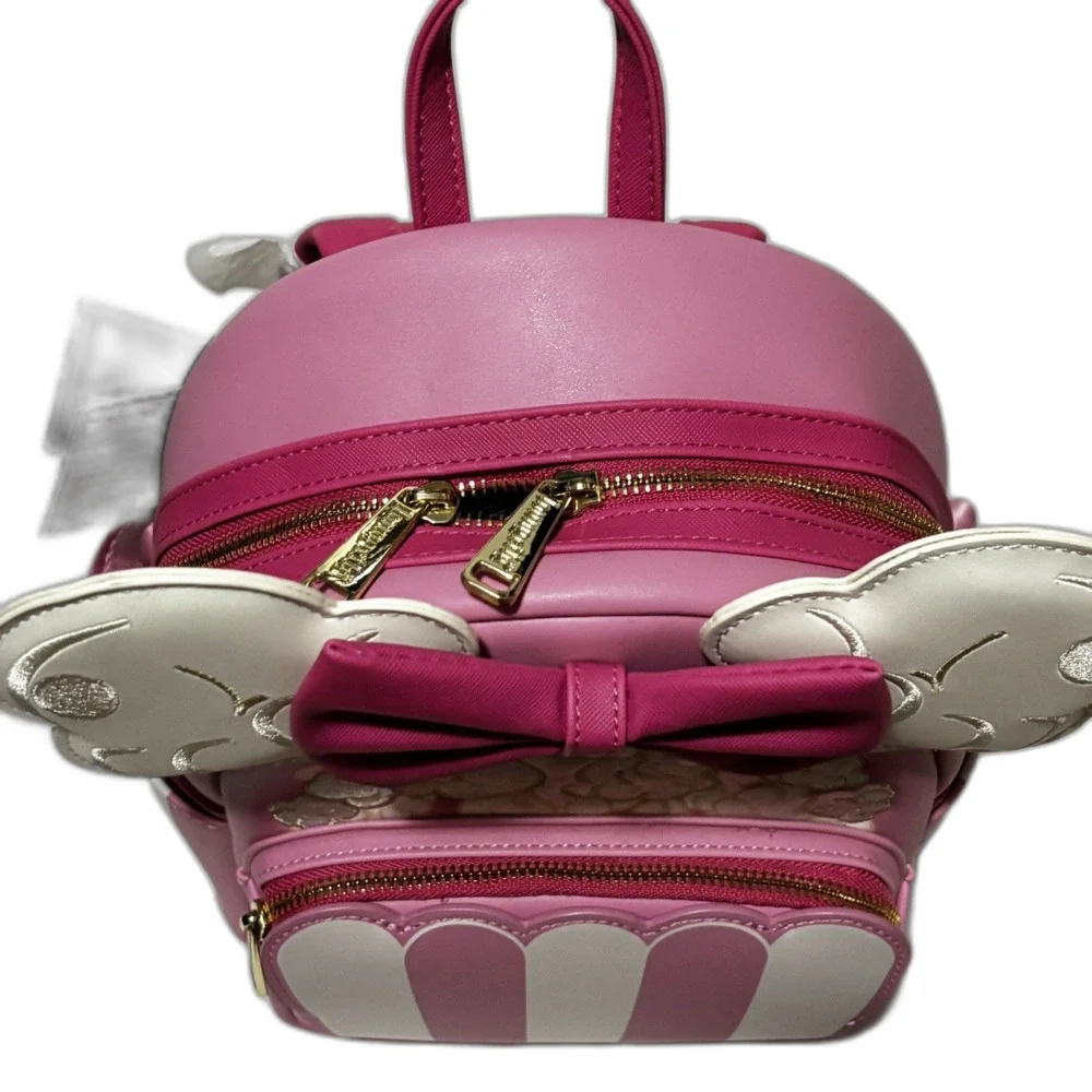 Loungefly Disney Minnie Mouse Mini Backpack Pink & White Popcorn Ears NWT